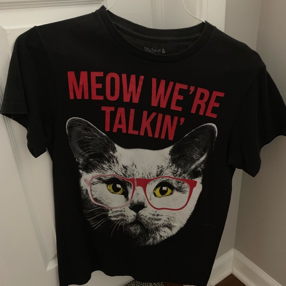 Cat Meow Shirt Black Cats Tee Small S Walnut & 39